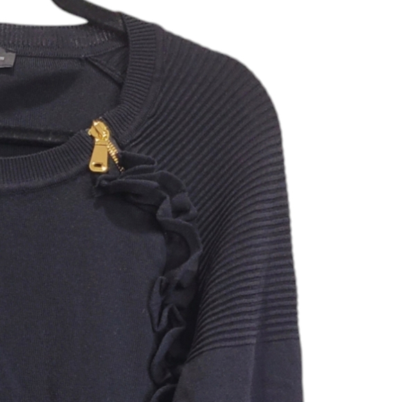 XXL INC International Concepts Womens Black Ruffled Zippered Cardigan - Picture 3 of 4